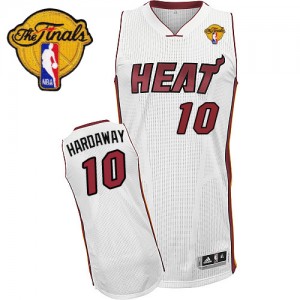 Maillot NBA Authentic Tim Hardaway #10 Miami Heat Home Finals Patch Blanc - Homme