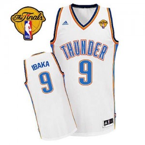 Maillot NBA Blanc Serge Ibaka #9 Oklahoma City Thunder Home Finals Patch Swingman Homme Adidas