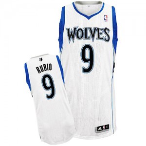 Maillot NBA Blanc Ricky Rubio #9 Minnesota Timberwolves Home Authentic Homme Adidas