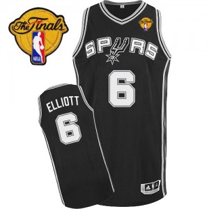 San Antonio Spurs Sean Elliott #6 Road Finals Patch Authentic Maillot d'équipe de NBA - Noir pour Homme