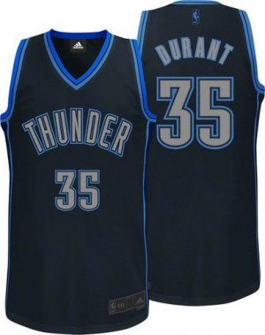 Maillot Authentic Oklahoma City Thunder NBA Graystone Fashion Noir - #35 Kevin Durant - Homme