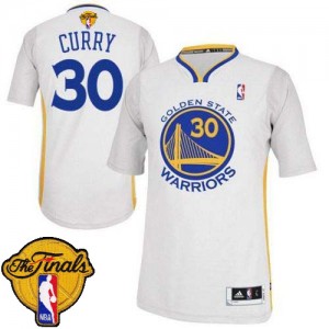 Maillot NBA Golden State Warriors #30 Stephen Curry Blanc Adidas Authentic Alternate 2015 The Finals Patch - Femme