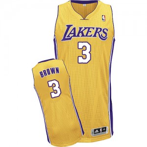 Maillot NBA Los Angeles Lakers #3 Anthony Brown Or Adidas Authentic Home - Homme
