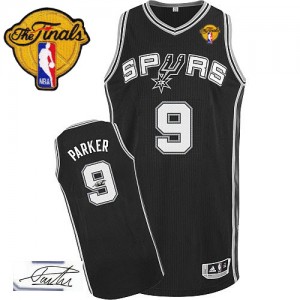 San Antonio Spurs #9 Adidas Road Autographed Finals Patch Noir Authentic Maillot d'équipe de NBA achats en ligne - Tony Parker pour Homme