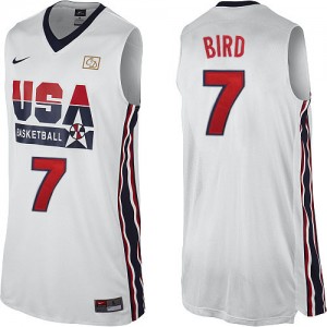 Maillot Nike Blanc 2012 Olympic Retro Authentic Team USA - Larry Bird #7 - Homme
