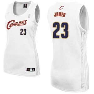 Maillot NBA Cleveland Cavaliers #23 LeBron James Blanc Adidas Authentic Home - Femme