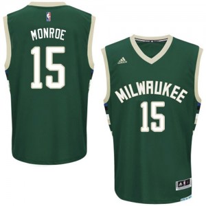 Maillot NBA Milwaukee Bucks #15 Greg Monroe Vert Adidas Swingman Road - Homme