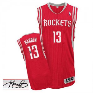 Maillot NBA Houston Rockets #13 James Harden Rouge Adidas Authentic Road Autographed - Homme