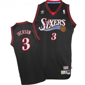 Philadelphia 76ers Allen Iverson #3 Swingman Maillot d'équipe de NBA - Noir pour Enfants