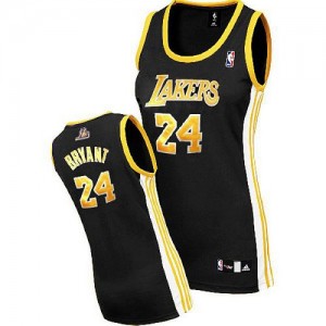 Maillot NBA Noir / Or Kobe Bryant #24 Los Angeles Lakers Authentic Femme Adidas