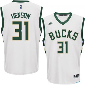 Maillot NBA Blanc John Henson #31 Milwaukee Bucks Home Authentic Homme Adidas