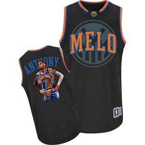 Maillot NBA Noir Carmelo Anthony #7 New York Knicks Notorious Authentic Homme Adidas