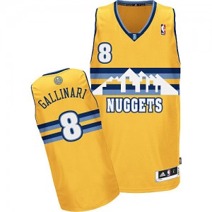 Maillot NBA Denver Nuggets #8 Danilo Gallinari Or Adidas Authentic Alternate - Homme