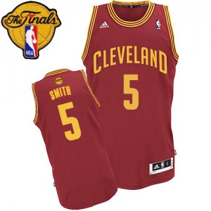 Maillot NBA Vin Rouge J.R. Smith #5 Cleveland Cavaliers Road 2015 The Finals Patch Swingman Homme Adidas