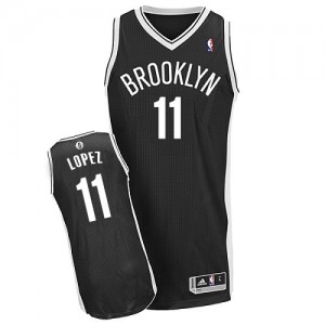 Maillot NBA Brooklyn Nets #11 Brook Lopez Noir Adidas Authentic Road - Homme