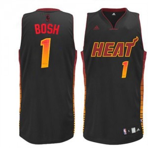 Maillot NBA Miami Heat #1 Chris Bosh Noir Adidas Swingman Vibe - Homme