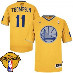 Maillot NBA Golden State Warriors #11 Klay Thompson Or Adidas Swingman 2013 Christmas Day 2015 The Finals Patch - Homme