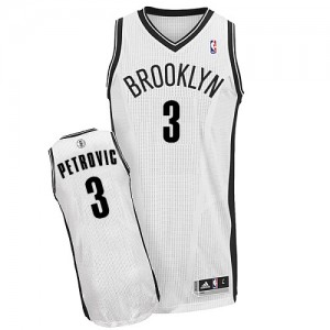 Maillot NBA Blanc Drazen Petrovic #3 Brooklyn Nets Home Authentic Homme Adidas