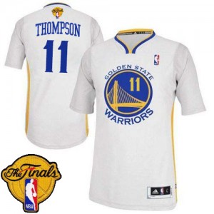 Maillot NBA Authentic Klay Thompson #11 Golden State Warriors Alternate 2015 The Finals Patch Blanc - Homme