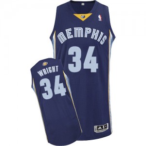 Maillot NBA Bleu marin Brandan Wright #34 Memphis Grizzlies Road Authentic Homme Adidas