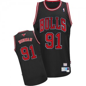 Maillot Authentic Chicago Bulls NBA Throwback Noir - #91 Dennis Rodman - Homme