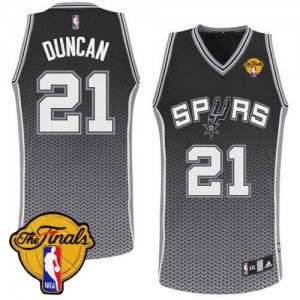 San Antonio Spurs Tim Duncan #21 Resonate Fashion Finals Patch Authentic Maillot d'équipe de NBA - Noir pour Homme