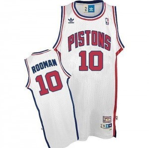 Maillot NBA Detroit Pistons #10 Dennis Rodman Blanc Adidas Authentic Throwback - Homme