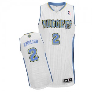 Maillot NBA Denver Nuggets #2 Alex English Blanc Adidas Authentic Home - Homme