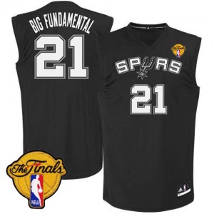 Maillot Authentic San Antonio Spurs NBA Big Fundamental Finals Patch Noir - #21 Tim Duncan - Homme