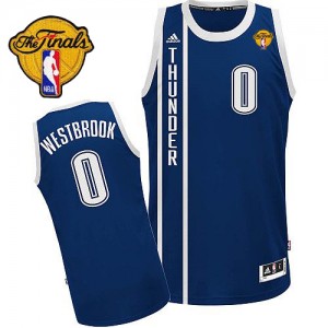 Maillot NBA Oklahoma City Thunder #0 Russell Westbrook Bleu marin Adidas Swingman Alternate Finals Patch - Homme