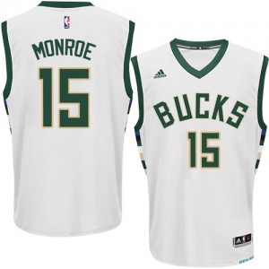 Maillot NBA Milwaukee Bucks #15 Greg Monroe Blanc Adidas Swingman Home - Homme