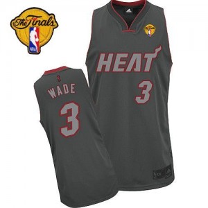 Maillot Adidas Gris Graystone Fashion Finals Patch Authentic Miami Heat - Dwyane Wade #3 - Homme