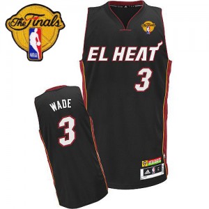 Maillot NBA Authentic Dwyane Wade #3 Miami Heat Latin Nights Finals Patch Noir - Homme