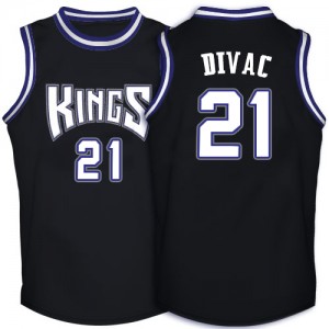 Maillot NBA Sacramento Kings #21 Vlade Divac Noir Adidas Swingman Throwback - Homme