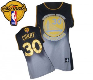 Maillot Adidas Gris noir Fadeaway Fashion 2015 The Finals Patch Authentic Golden State Warriors - Stephen Curry #30 - Femme