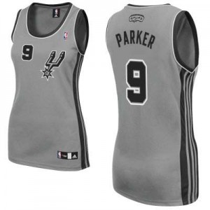 San Antonio Spurs #9 Adidas Alternate Gris argenté Authentic Maillot d'équipe de NBA pas cher en ligne - Tony Parker pour Femme