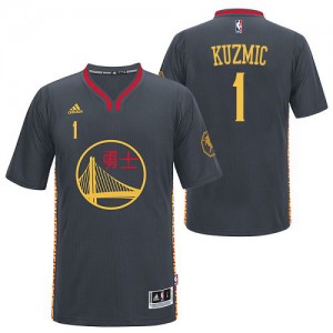 Golden State Warriors #1 Adidas Slate Chinese New Year Noir Swingman Maillot d'équipe de NBA pour pas cher - Ognjen Kuzmic pour Homme