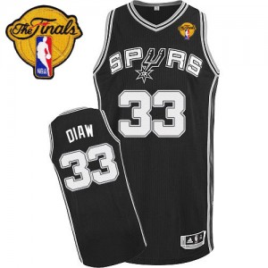 Maillot NBA Noir Boris Diaw #33 San Antonio Spurs Road Finals Patch Authentic Homme Adidas