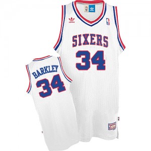 Philadelphia 76ers #34 Adidas Throwback Blanc Swingman Maillot d'équipe de NBA en ligne pas chers - Charles Barkley pour Homme