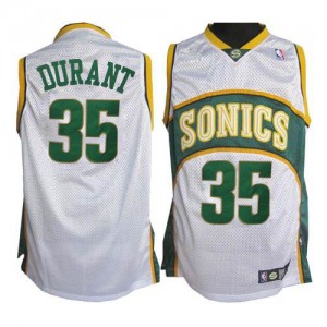 Maillot Adidas Blanc SuperSonics Authentic Oklahoma City Thunder - Kevin Durant #35 - Homme