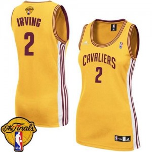 Cleveland Cavaliers Kyrie Irving #2 Alternate 2015 The Finals Patch Authentic Maillot d'équipe de NBA - Or pour Femme