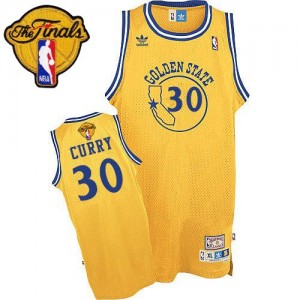 Golden State Warriors Stephen Curry #30 New Throwback Day 2015 The Finals Patch Swingman Maillot d'équipe de NBA - Or pour Homme