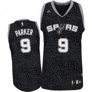 Maillot NBA Noir Tony Parker #9 San Antonio Spurs Crazy Light Authentic Homme Adidas
