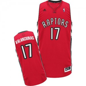 Toronto Raptors #17 Adidas Road Rouge Swingman Maillot d'équipe de NBA pas cher - Jonas Valanciunas pour Homme