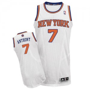 New York Knicks Carmelo Anthony #7 Home Authentic Maillot d'équipe de NBA - Blanc pour Homme