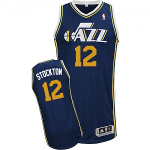 Maillot Adidas Bleu marin Road Authentic Utah Jazz - John Stockton #12 - Homme