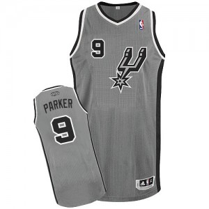 Maillot NBA San Antonio Spurs #9 Tony Parker Gris argenté Adidas Authentic Alternate - Homme