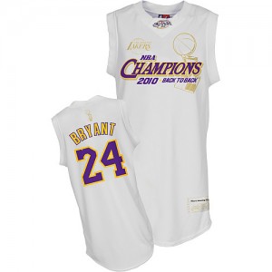 Maillot NBA Blanc Kobe Bryant #24 Los Angeles Lakers 2010 Finals Champions Swingman Homme Adidas