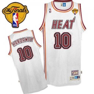 Maillot NBA Authentic Tim Hardaway #10 Miami Heat Throwback Finals Patch Blanc - Homme