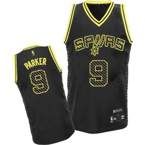 San Antonio Spurs #9 Adidas Electricity Fashion Noir Authentic Maillot d'équipe de NBA en vente en ligne - Tony Parker pour Homme